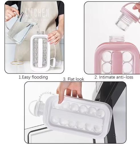 Transparent Ice Ball Mould With Water Bottle Quick Releasing Ice Maker For Summer Drinking